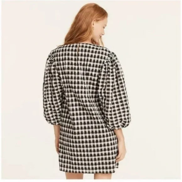 J. Crew Puff-sleeve mini dress in textured plaid - Picture 3 of 10